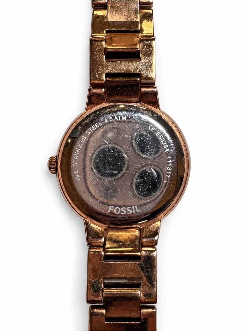 Fossil Virginia ES3284 Rose Gold Tone Crystal Watch Needs Battery